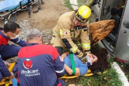 5º Pelotão BM realiza simulado de acidente de trânsito em Coronel Fabriciano